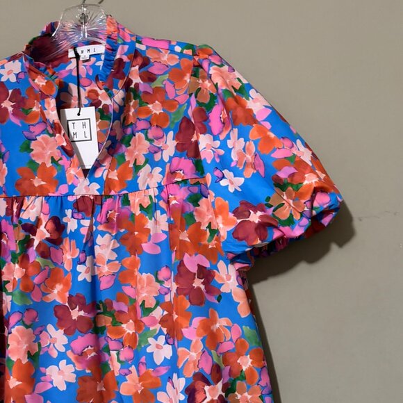 THML Multicolor Floral Puff Sleeve Blouse – NWT – Size S - Picture 5 of 6